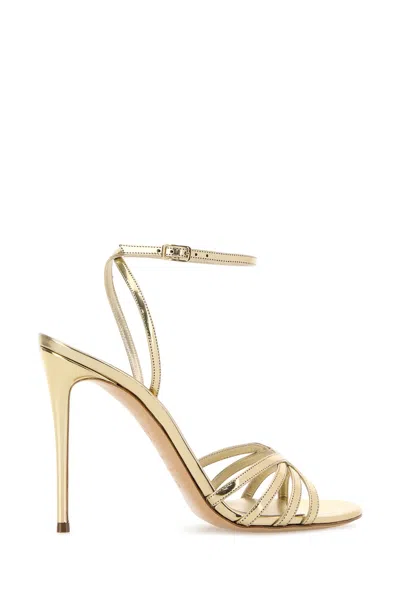 Casadei Leather Interstellar Sandals Open Toe Metallic In Gold