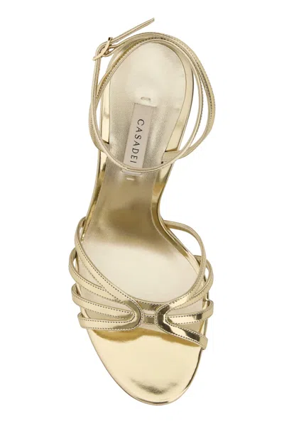 Casadei Leather Interstellar Sandals Open Toe Metallic In Gold