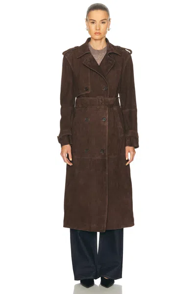 Arma Benedict Suede Trench Coat In Brown
