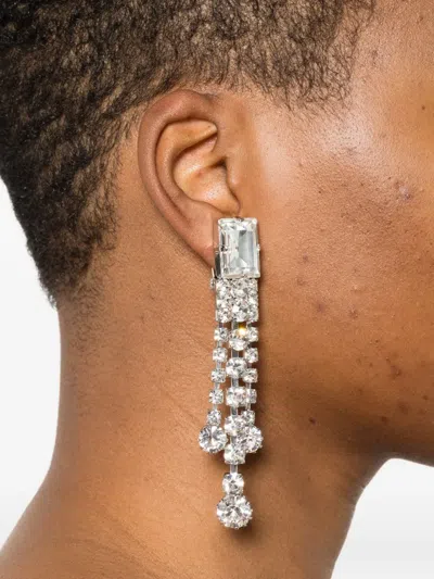 Alessandra Rich Metal Drop Earrings Crystal Detail In Metallic