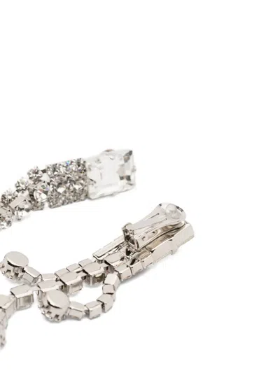 Alessandra Rich Metal Drop Earrings Crystal Detail In Metallic