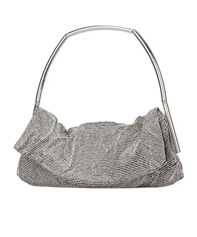 Benedetta Bruzziches Chainmail Gathered Clutch Metallic Silver Handle In Gray