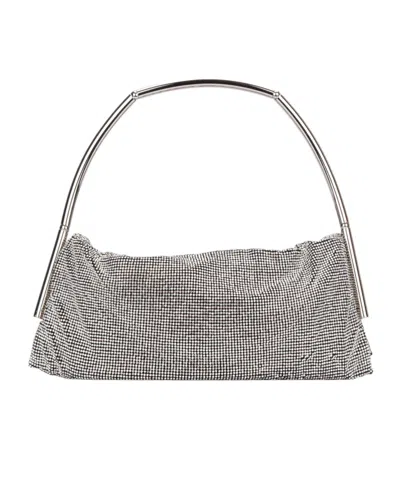 Benedetta Bruzziches Chainmail Gathered Clutch Metallic Silver Handle In Gray