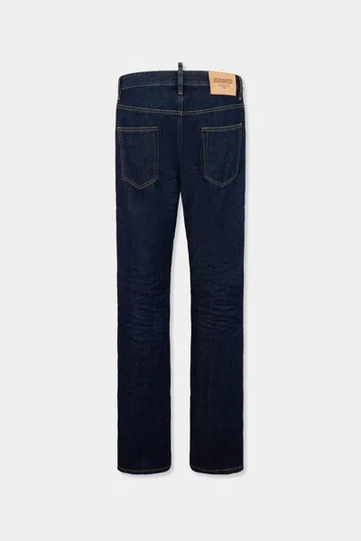 Dsquared2 Five-pocket Button-up Jeans With Logo Patch In Blue