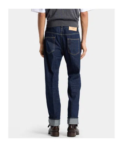 Dsquared2 Five-pocket Button-up Jeans With Logo Patch In Blue