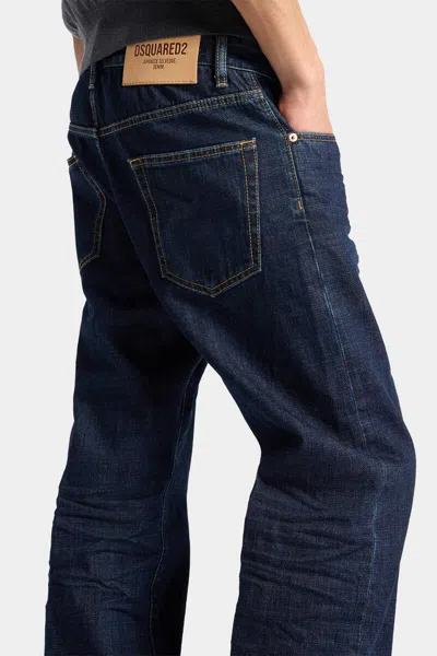 Dsquared2 Five-pocket Button-up Jeans With Logo Patch In Blue