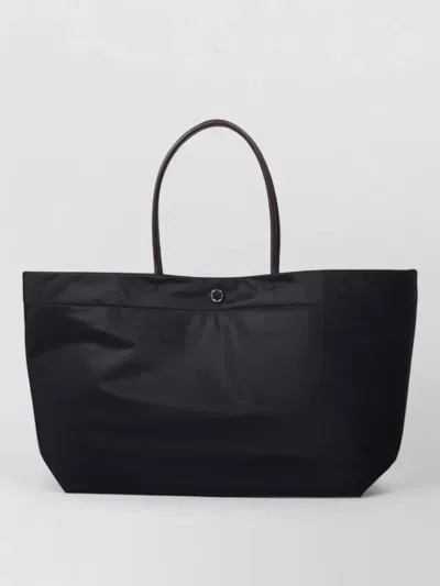 Tory Burch Ella Twisted Black Tote Bag With Logo On The Front In Ecoleather Woman