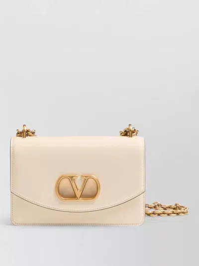 Valentino Garavani Garavani Vain Small Shoulder Bag In Crocodile Leather Woman Butter Uni In Neutral