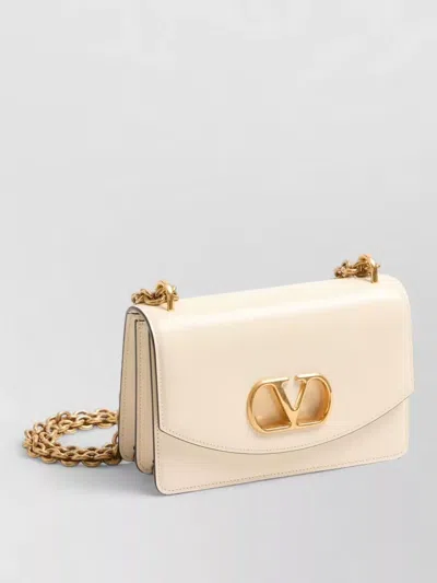 Valentino Garavani Garavani Vain Small Shoulder Bag In Crocodile Leather Woman Butter Uni In Neutral