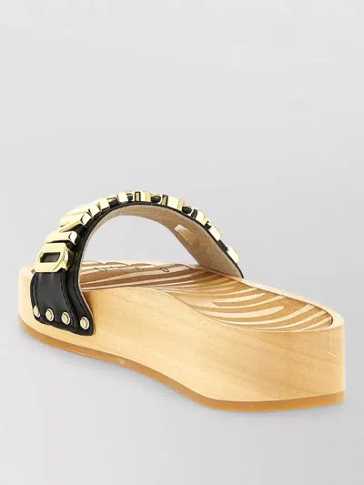 Moschino Platform Clog Sandals Open Toe Studs In Black