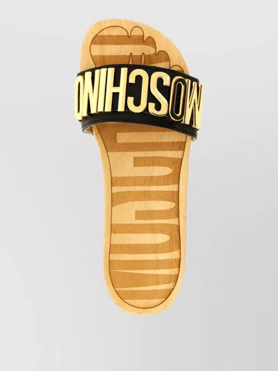 Moschino Platform Clog Sandals Open Toe Studs In Black