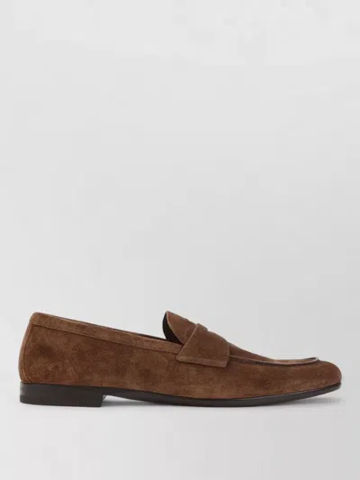 Prada Loafers Suede Finish Round Toe Design In Brown