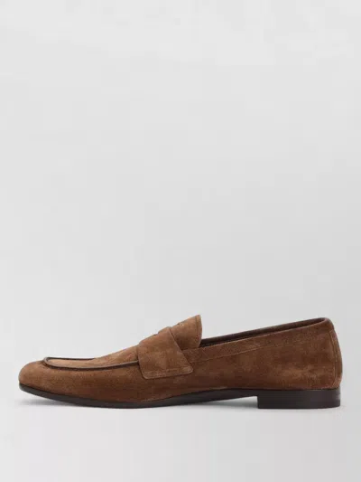 Prada Loafers Suede Finish Round Toe Design In Brown