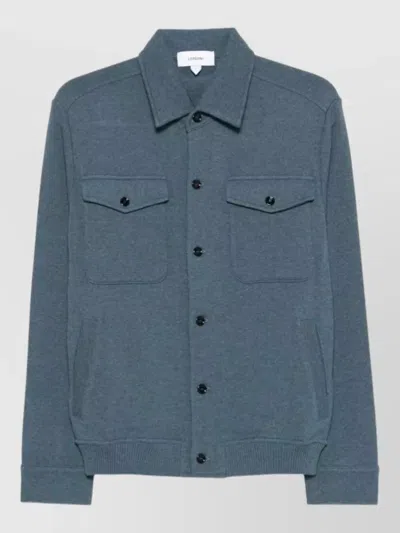 Lardini Cotton Jacket With Buttoned Pockets In Blue
