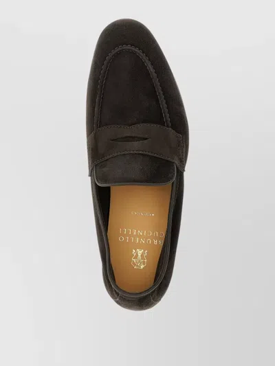 Brunello Cucinelli Brown Solid Penny Loafer In Brown