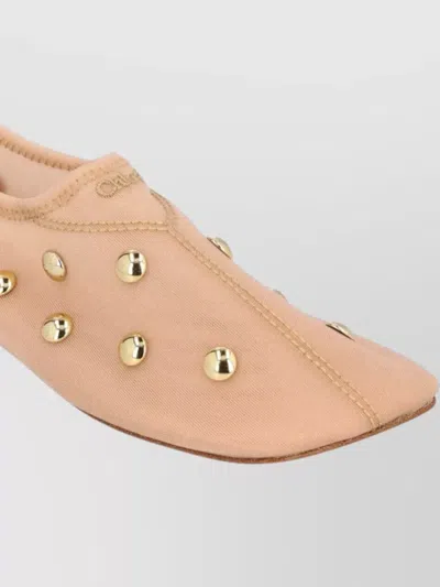 Chloé Rita Blushy Beige Ballet Flats In Transparent Mesh Women In Pink