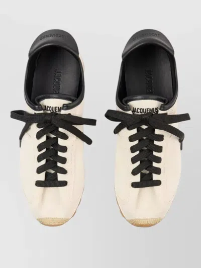Jacquemus Les Tennis Leather-trimmed Canvas Sneakers In Neutral