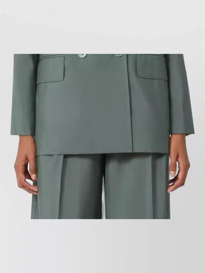 Max Mara Double-breasted Linen Blazer With Pointed Lapels In Green