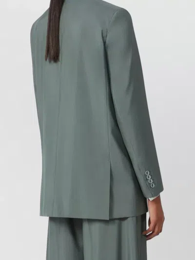 Max Mara Double-breasted Linen Blazer With Pointed Lapels In Green
