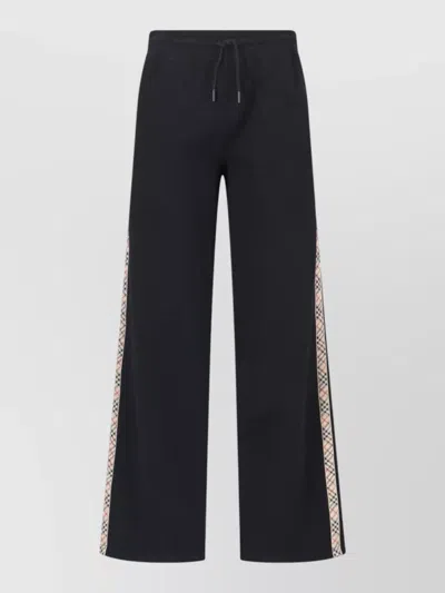 Burberry Jodie Checked Cotton-jersey Straight-leg Track Pants In Black