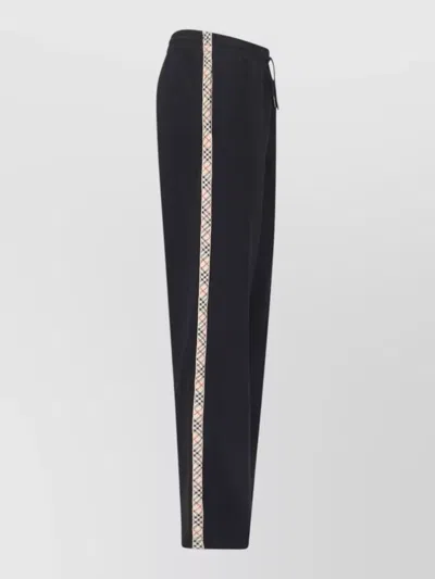 Burberry Jodie Checked Cotton-jersey Straight-leg Track Pants In Black