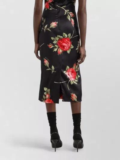 Dolce & Gabbana Women Black Dress With All-over Floral Print In Silk Woman In Multi