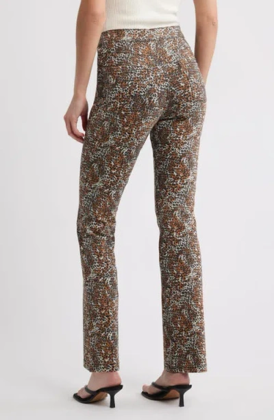 Hue Leopard Print Pull-on Bootcut Jeans In Brown