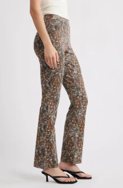 Hue Leopard Print Pull-on Bootcut Jeans In Brown