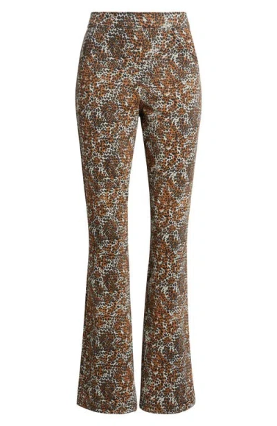 Hue Leopard Print Pull-on Bootcut Jeans In Brown