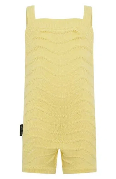 Tiny Tribe Cotton Knit Romper In Yellow