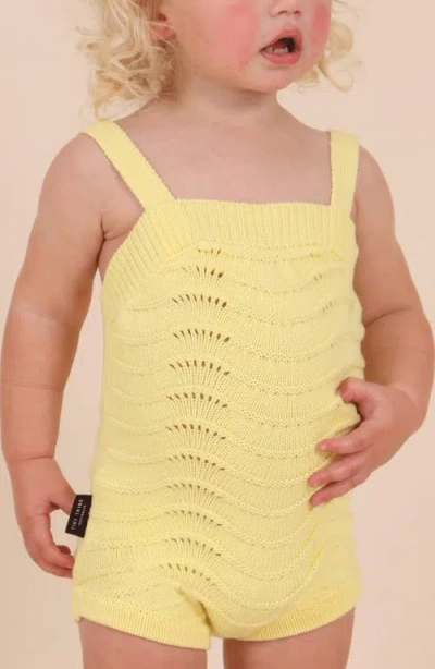 Tiny Tribe Cotton Knit Romper In Yellow
