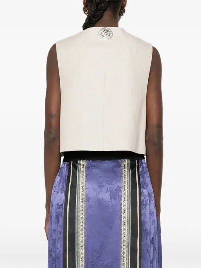 Hui Milano Patterned Buttoned Waistcoat In White