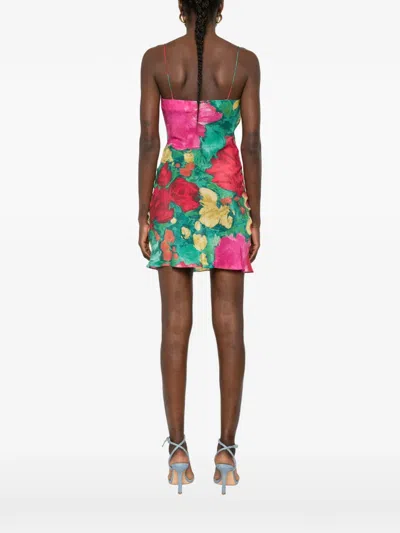 Balmain Silk Cowl Neck Mini Dress With Thin Straps - Size 36 In Multi