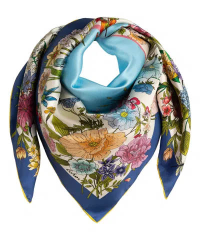 Echo New York Summer Bounty 35" Silk Square Scarf In Gray