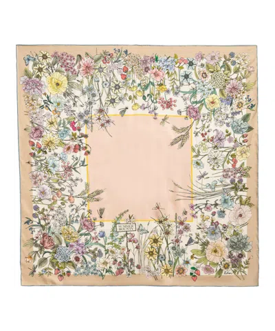 Echo New York Summer Bounty 35" Silk Square Scarf In Gray