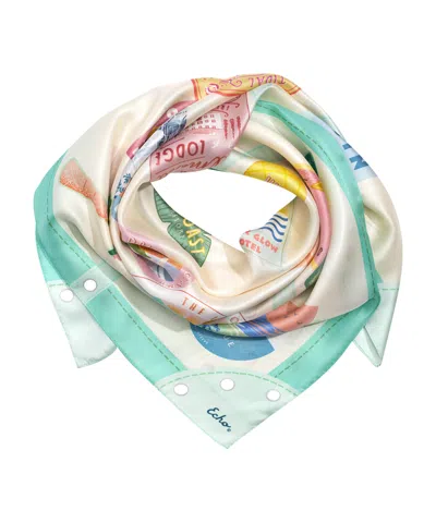 Echo New York Travel Stickers 35" Silk Square Scarf