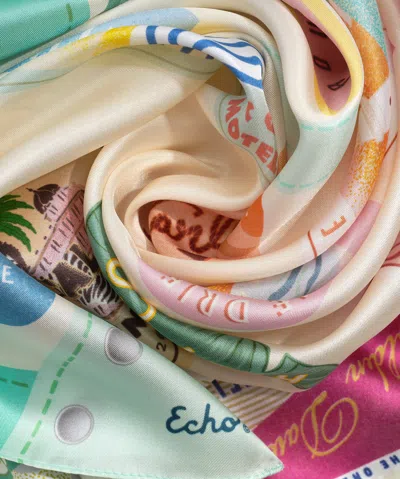 Echo New York Travel Stickers 35" Silk Square Scarf