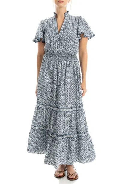 Max Studio Flutter Sleeve Maxi Dress In Gray