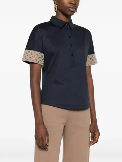 Herno Printed-cuff Polo Top In Blue
