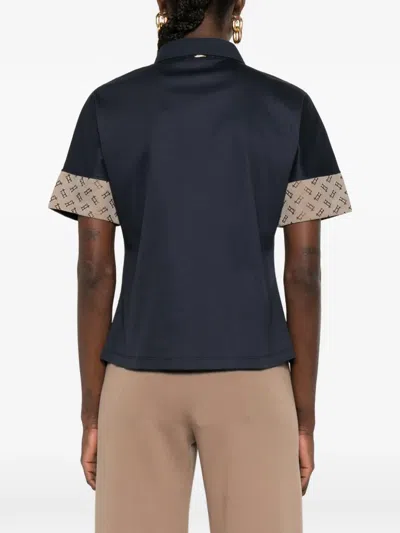 Herno Printed-cuff Polo Top In Blue