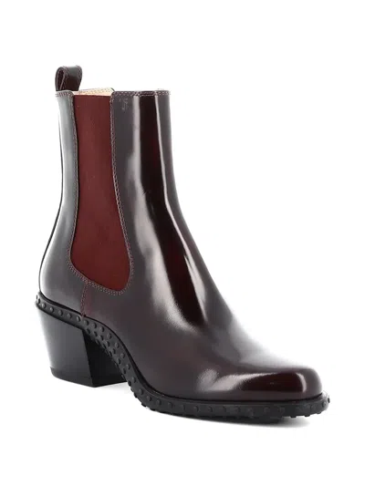 Tod's Pull-tab Boots In Burgundy