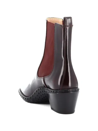 Tod's Pull-tab Boots In Burgundy