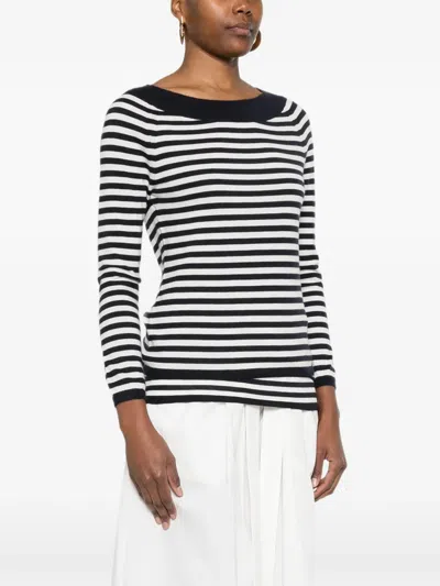 Max Mara Striped Sweater In Blue