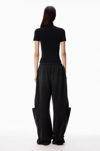 Alexander Wang Rashguard Mock Neck Short Sleeve Top In Black