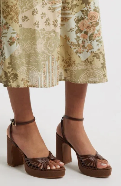 Open Edit Emily Ankle Strap Platform Sandal In Brown