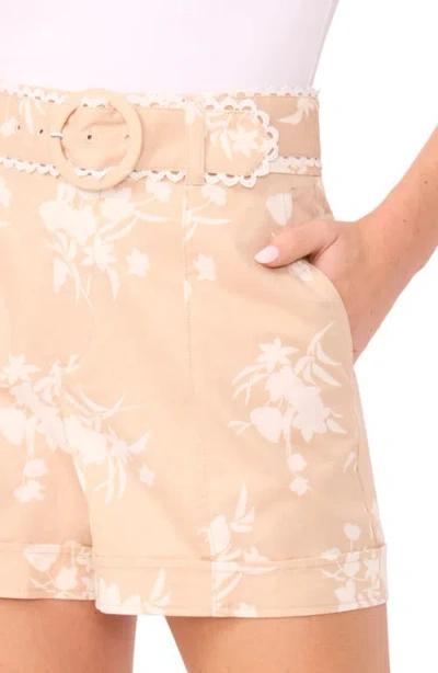 Cece Floral Print High Waist Shorts In Neutral