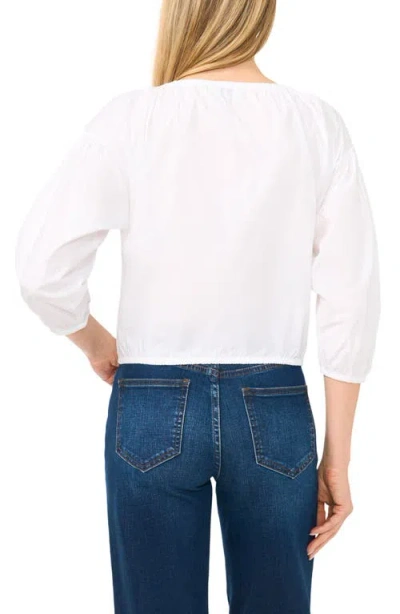 Cece Drop Shoulder Split Neck Top In White