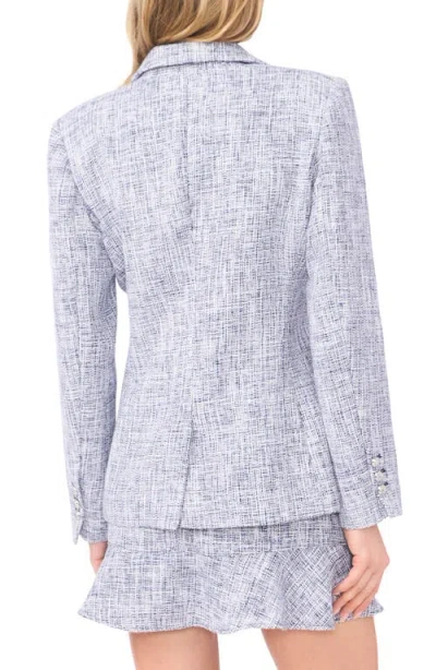 Cece Tweed Double Breasted Blazer In Blue