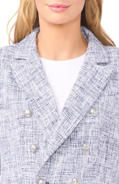 Cece Tweed Double Breasted Blazer In Blue