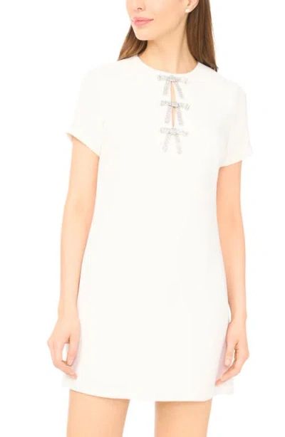 Cece Embellished Bows Shift Minidress In White